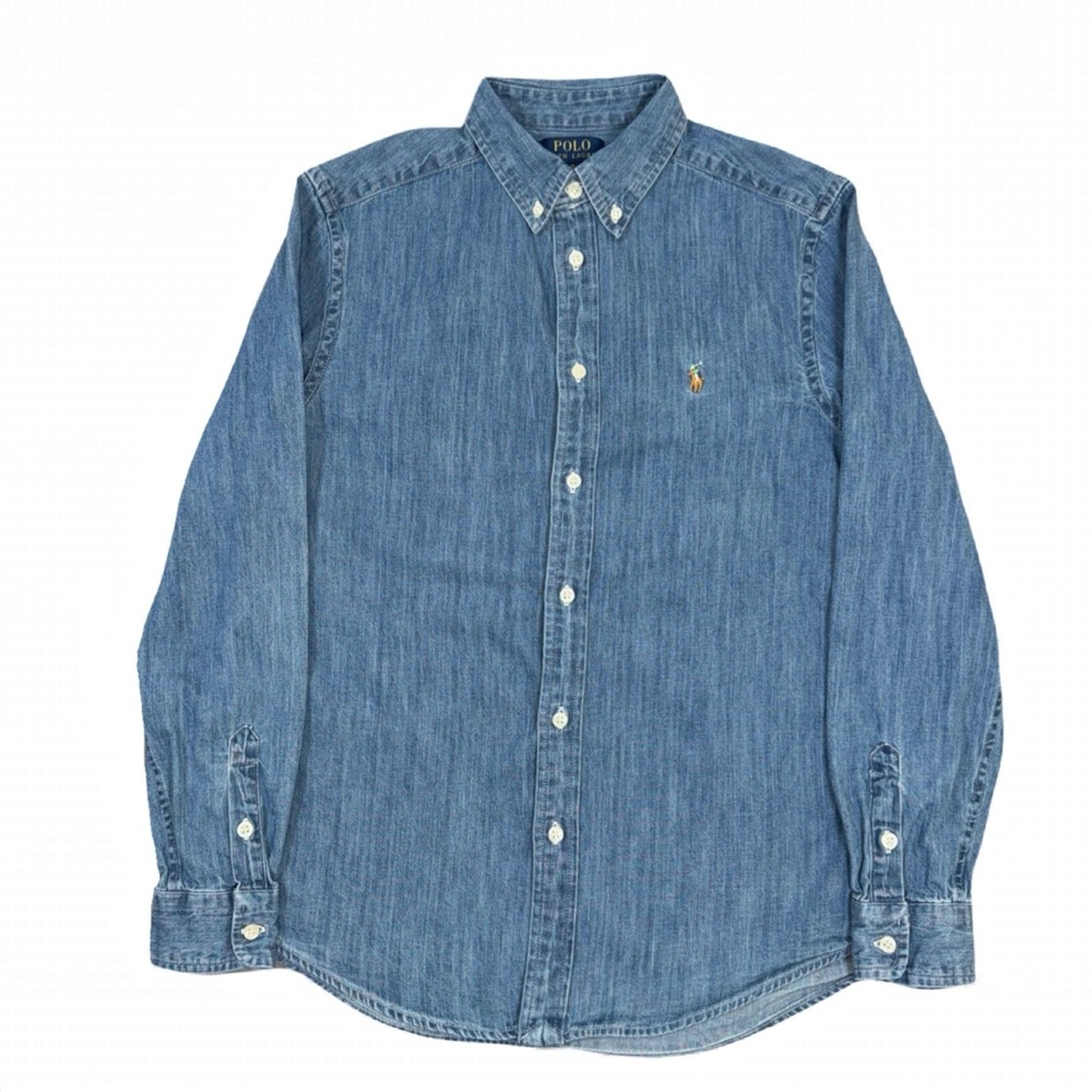 Polo Ralph Lauren Boys Button-Down Long Sleeve Pony Chambray Denim Shirt‎ Large - Picture 3 of 16